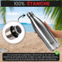 OTTO KONING Gourde Isotherme 1L Inox - Bouteille Thermos Café Thé Sans BPA | Inox 18/8 sans BPA, double paroi sous vide, chaud 1