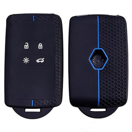 Coques de Clé Renaul-t Clio, Coque en Silicone de Voiture - 4 Boutons-Blau | pour Renaul-t Clio Megane Koleos Kadjar Kangoo Twin