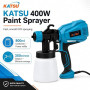 KATSU Pistolet de Peinture Électrique 400W 800ml avec 3 Buses et 3 Modes de Pulvérisation pour Clôtures, Murs, Plafonds, Traitem