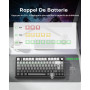 OMOTON Clavier sans Fil Gamer TKL 75% Mécanique ISO-FR QMK Via | Tri Mode 2.4GHz/Bluetooth/Filaire, Rétroéclairage RVB, Hot-Swap