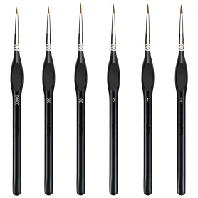 Flintronic Pinceau de Détail, 6 Pièces Détail Pinceau Professionnels, Pinceaux Fins, pour la Peinture à L'aquarelle Gouache et A