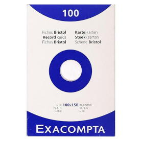 Exacompta Etui 100 Fiches Bristol Unies 100x150 mm Blanc