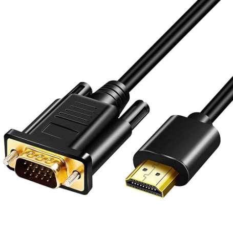 Câble adaptateur HDMI vers VGA en plaqué or, 1080p - pour ordinateur de bureau, projecteur, HDTV, Raspberry Pi, Roku, Xbox (1 m)