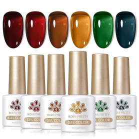 BORN PRETTY Vernis Gel Semi Permanent Transparent 6 Couleurs 7ml | Nuances automne hiver ambre cristal translucide rouge brun or