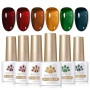 BORN PRETTY Vernis Gel Semi Permanent Transparent 6 Couleurs 7ml | Nuances automne hiver ambre cristal translucide rouge brun or