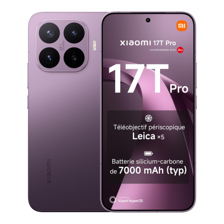 XIAOMI 17T Pro Smartphone 12+512 Go Téléobjectif Leica x5 - Violet foncé | Écran 6,83 pouces 144Hz, batterie 7000mAh, 5G, HyperC