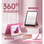 MoKo Coque Pivotante à 360° pour 7" eBook Reader, Marbre Rose Clair Doré | Étui Protection à Dos Clair, Magnétique Détachable, S