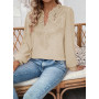 TUUHAW Tee Shirt Femme Bohème Col en V Top Manches Longues Blouse Élégant | Automne Chemise, Plissé Lâche, Dentelle Tunique, Flu