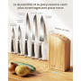 Denkich Couteau Cuisine, 6 Pièces Professionnels Couteaux et Ustensiles de Cuisine en Acier Inoxydable, couteaux de cuisine Port