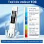 Testeur PH TDS EC 4 en 1 Testeur de qualité de l'eau haute précision | Mesure du pH Écran numérique avec auto-étalonnage Tempéra