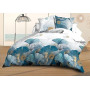 Le Linge de Jules Parure Drap Plat + Drap-Housse 140x190 + 2 Taies - Microfibre Douce et résistante - Entretien Facile - Ginko,