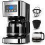 Taylor Swoden Cafetiere Filtre Programmable 24h, 1.5L, 10 à 12 Tasses,Noir | Maintien au Chaud 40min, Anti-goutte, Infusion Rapi
