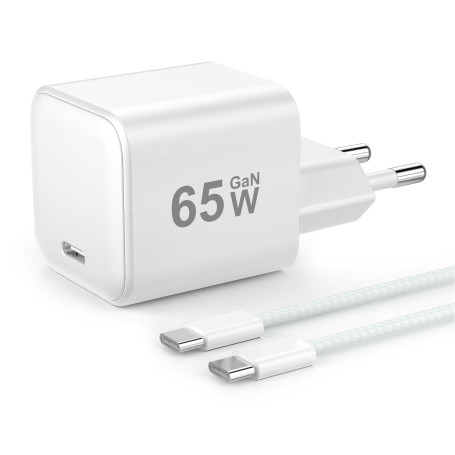 YISH 65W Chargeur USB C Rapide GAN：PD3.0 Prise Secteur USB C Charge Rapide Compatible avec MacBook iPhone 18 17 16 Samsung S26 S