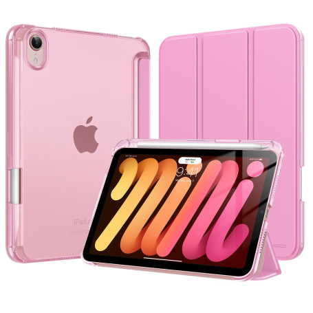MoKo Coque pour iPad Mini 7 A17 Pro 2024, iPad Mini 6e Gén 2021 8,3", Rose | Pour iPad Mini Coque avec Porte-Stylet, Léger Étui 