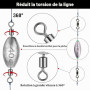 Annyswit 25/45 Pièces Plombs en Forme d'olive avec Emerillon de Pêche Truite Set 6/10 Tailles Anneaux Solides Poids de Pêche 3g