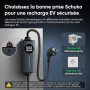 GONEO Chargeur Voiture Électrique Type 2 Portable,Température surveillance,Terre & CA 30mA+CC 6mA Détection.16a monophasé Schuko
