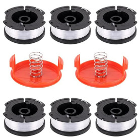 6 Pièces Bobine Fil Coupe Bordure Compatible avec Black et Decker Rotofil Blacke + 2 Couvercles +2 Ressort Bobine de Fil Debrous