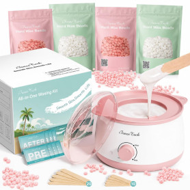 iFanzeTech Chauffe Cire Epilation Appareil Chauffe-cire: Kit Cire Épilation avec 400g Perles de Cire et bol silicone, Chauffe 10