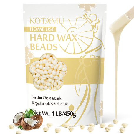KOTAMU cire épilation 450g billes de cire adaptées aux peaux sensibles | Idéales pour tout le corps, visage, torse, jambes, biki