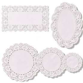250 Pièces Napperon Papier，BetterJonny Napperon Dentelle de Différentes Tailles Gâteau d'emballage Tapis de Papier pour Gâteau,