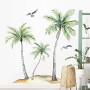 Supzone Stickers Muraux Palmiers & Mouettes Autocollant Mural Tropical avec Oiseaux Marins - Déco Murale Amovible sans Trace pou