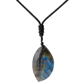 SPDYCESS Collier de Cristal Naturelle Guérison Labradorite Agate Mousse Pendentif de Pierre Précieuse de Cœur Rond Bijoux Reiki