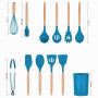 Ustensiles de Cuisine,Lychee 12PCS Kit d'Ustensiles de Cuisine en Silicone et Bois, Ustensiles Cuisine Antiadhésive Set avec Pot