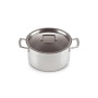 Le Creuset Faitout en Inox 3-ply Intégral avec Couvercle, 24 cm, Capacité 6 L, Argenté,96200624001000