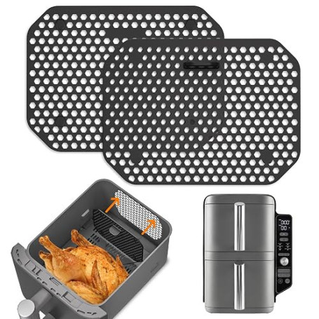 2 Pcs Grille Anti Projection pour Air Fryer Ninja Double Stack XL SL400EU & SL300EU, Réutilisable Plat Moule Silicone Air Fryer