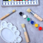 Lot de 3 pinceaux ronds pour pochoir en bois de qualité supérieure - Pinceau de peinture rond en poils naturels - Pour peinture 
