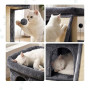 Relaxdays Arbre à Chat avec Niche, griffoir et Plate-Forme, Gris foncé | niche moelleuse pour chat, H x l x P : 38,5 x 54 x 45 c