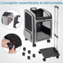 Extra Grand Sac à Dos de Transport pour Chat avec roulettes, jusqu'à 15 kg | Fenêtre acrylique transparente, poignée trolley amo