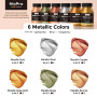 Nicpro Peintures Acryliques Métalliques 6 Couleur Métal X 120 ML, Brillantes Avec Séchage Rapide, Peinture Acrylique Brillante M