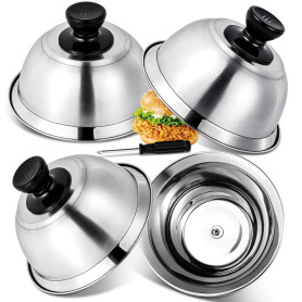 Omtofo 4 Pièces Cloche de Cuisson, Cloche Hamburger, Cloches à Hamburger en Acier Inoxydable avec Tournevis, pour Hamburger pour