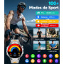 LIGE Montre Connectée Homme Montre Sport avec 1300mAh/1,85'' HD Grand Écran/LED Lampe, Moniteur de Fréquence Cardiaque et Sommei