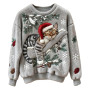 Pull de Noel Femme Rigolo Hiver Drôle Sweat Pull Noël Fantaisie à Col Rond et Chaud Sweatshirt de Noël en Flanelle avec imprimé 