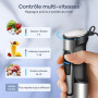 Ganiza Mixeur Plongeant 5-en-1, Mixeur Plongeur 1200W en Acier Inoxydable, Vitesse Réglable& Modes Turbo, avec Hachoir de 600ml,