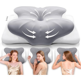 MOONYIN Oreiller Ergonomique,Oreiller Memoire Forme pour Coussin Cervicales | Coussin rafraichissant,Oreiller Papillon 2 Hauteur