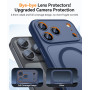 CANSHN Coque Magnétique pour iPhone 17 Pro, Bleu Foncé | Protection Complète de l'appareil Photo, Housse Fond Mat Translucide