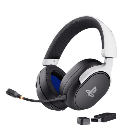 GXTrust Forta Casque sans Fil Licence Officielle PlayStation 5, Noir/Blanc | Faible Latence, 2.4G avec Récepteur USB, Autonomie 