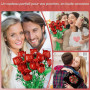 Fleurs Briques De Construction, Bouquet De Fleurs pour Adultes, Kit De Jeu De Construction 11 Roses Artificielles, 459 Pièces, C