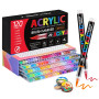 Tongfushop 120 Feutres Acryliques, Marqueurs à Pointe Pinceau Flexible | À base d’eau et couvrants pour pierre, céramique, bois,