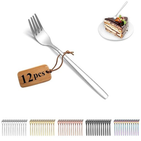 Berglander Fourchette à gâteau 12 pièces, Fourchettes à dessert en acier inoxydable, Fourchettes de fruits, Petite fourchette po