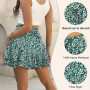 PrinStory Short d'été pour femme - Taille haute - Volants - Pantalon court pour loisirs - Jambes larges - Jupe courte - Plage -