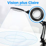 Loupe avec éclairage Et Support, Loupe LED 10x avec Pince, Loupe de Table, 3 Modes de Couleur Et Intensité Lumineuse Réglable, I