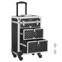 SONGMICS Valise de Maquillage, avec 2 Tiroirs, 34 x 24 x 56 cm | Mallette Cosmétique, Grand, Roulette Pivotante à 360°, Voyage, 