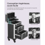 SONGMICS Valise de Maquillage, avec 2 Tiroirs, 34 x 24 x 56 cm | Mallette Cosmétique, Grand, Roulette Pivotante à 360°, Voyage, 