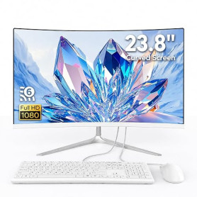 Ordinateur tout-en-un 23,8 pouces écran incurvé,design fin pour le bureau | Core i7 8Go RAM SSD256Go, Wi-Fi bi-bande BT5.0 compa