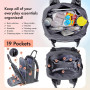 Dikaslon Sac a Langer Bebe, Sac à Langer à Dos Grande Capacité 18 Poches, Polysteer Déperlant, Tapis à Langer, Porte Tétine, San