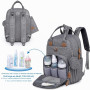 Dikaslon Sac a Langer Bebe, Sac à Langer à Dos Grande Capacité 18 Poches, Polysteer Déperlant, Tapis à Langer, Porte Tétine, San